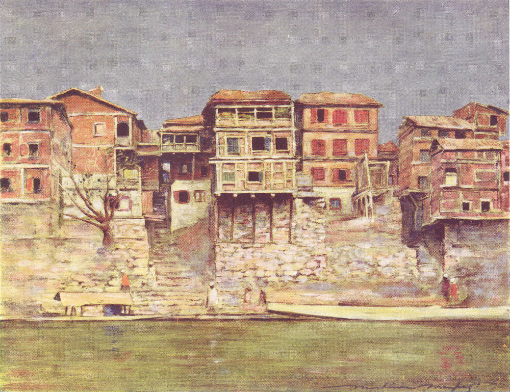 INDIA. At Srinagar, India 1920 old antique vintage print picture